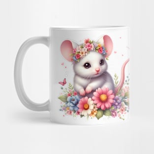 A mouse decorated with beautiful colorful flowers. Mug